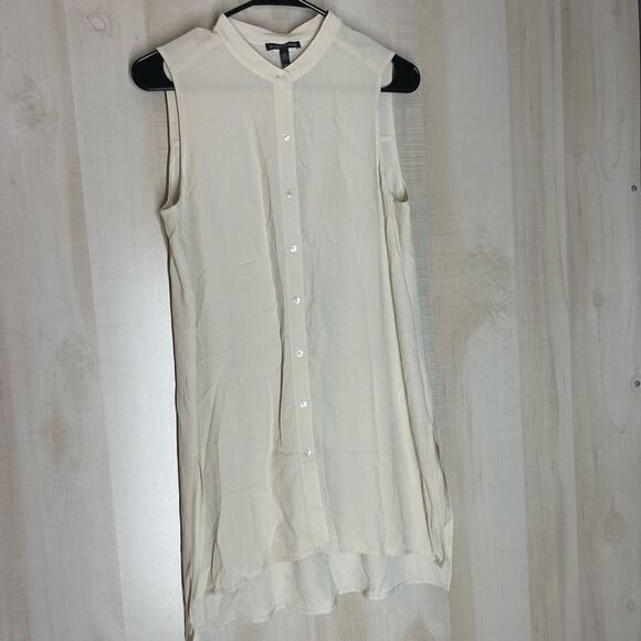 Eileen Fisher off white 100% silk sleeveless button front tunic, size XSmall - Picture 1 of 15